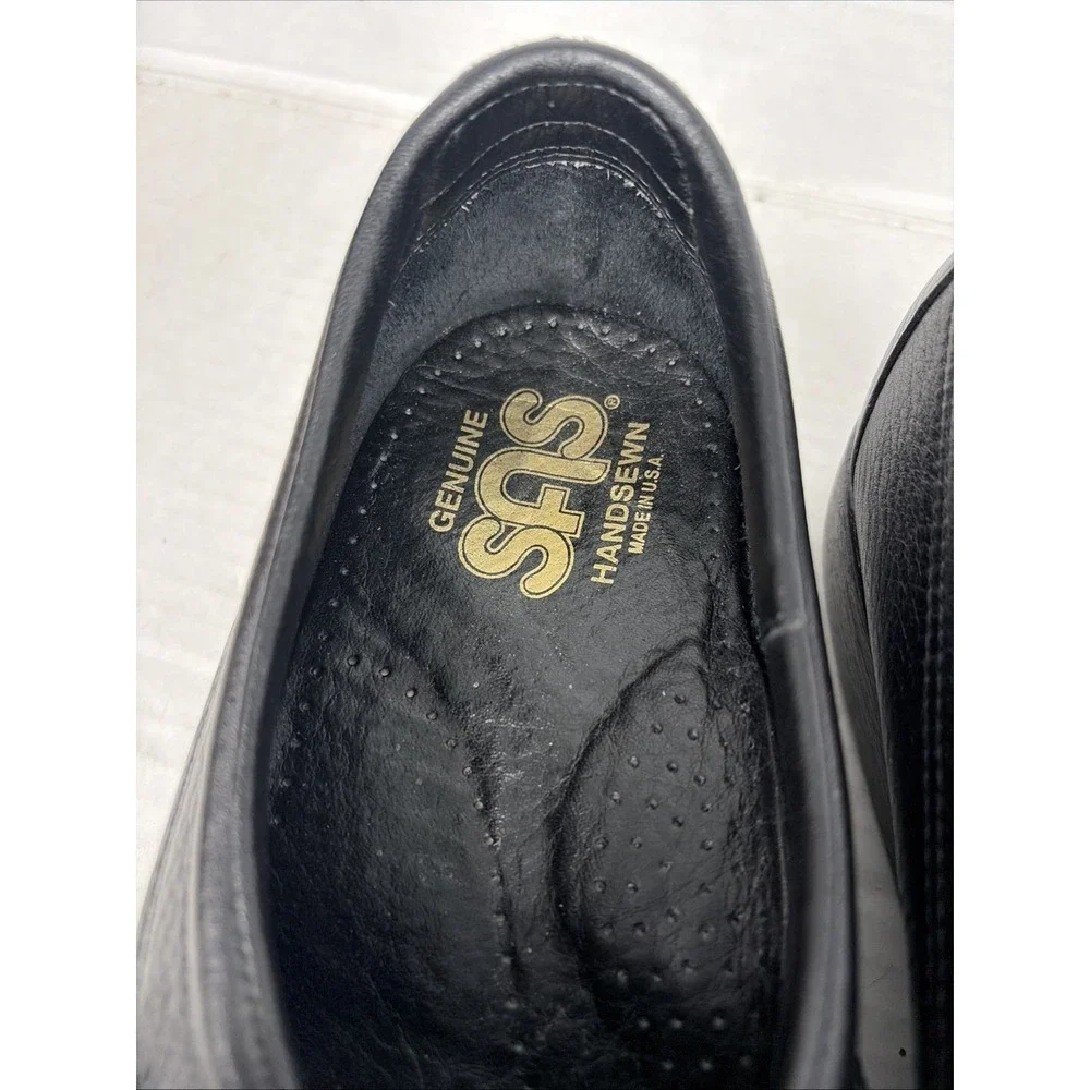 SAS Men's Black Leather Loafers Size 12 N Narrow Handsewn Slip-On Shoes EUC